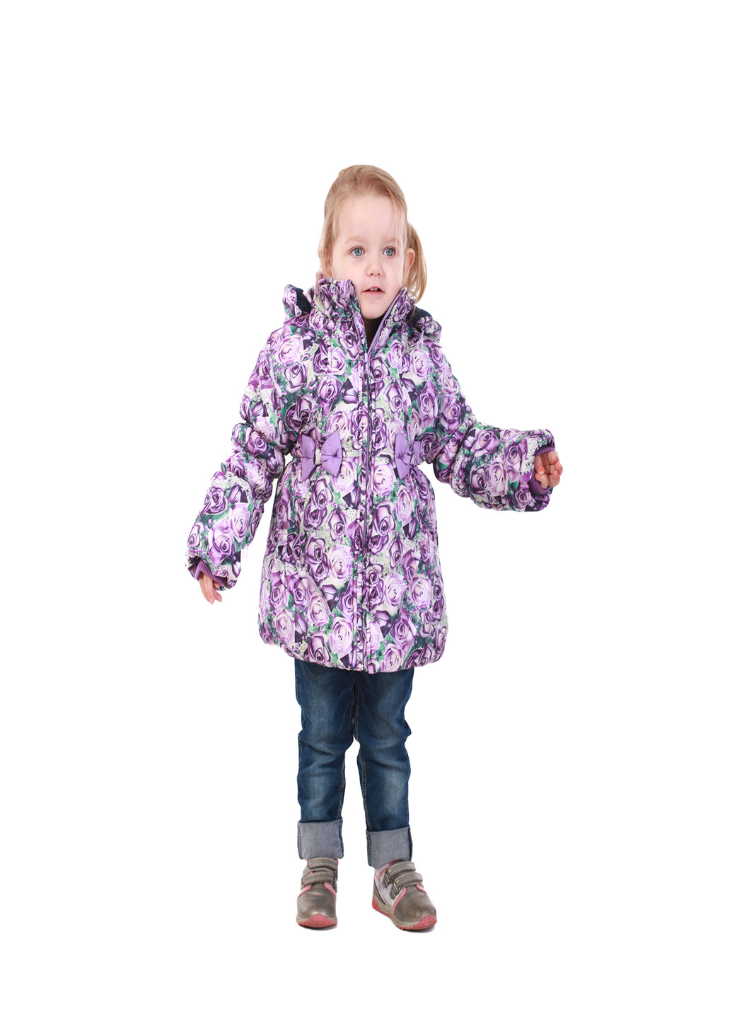 Фиолетовая зимняя куртка бантик Piccolo L