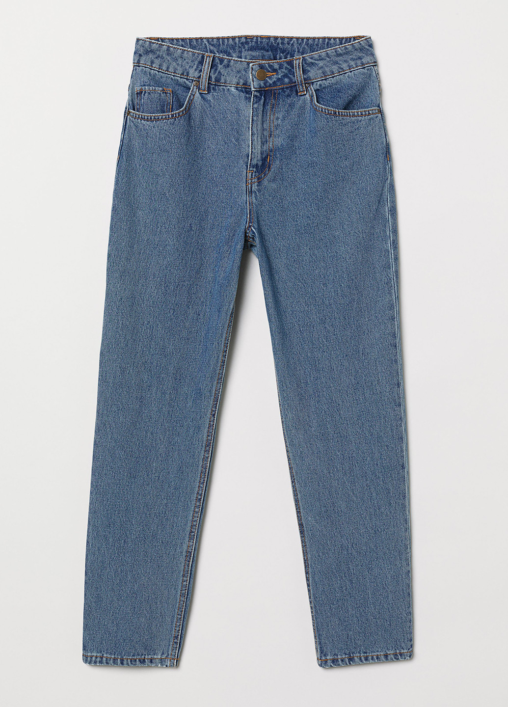 Джинси H&M прямі, вкорочені однотонні сині джинсові бавовна