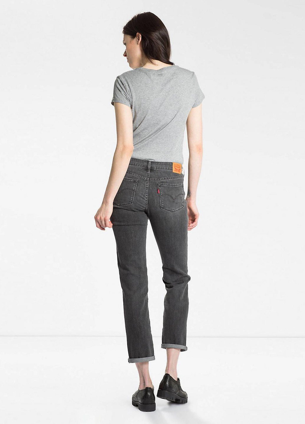 Джинси Levis прямі однотонні темно-сірі джинсові бавовна