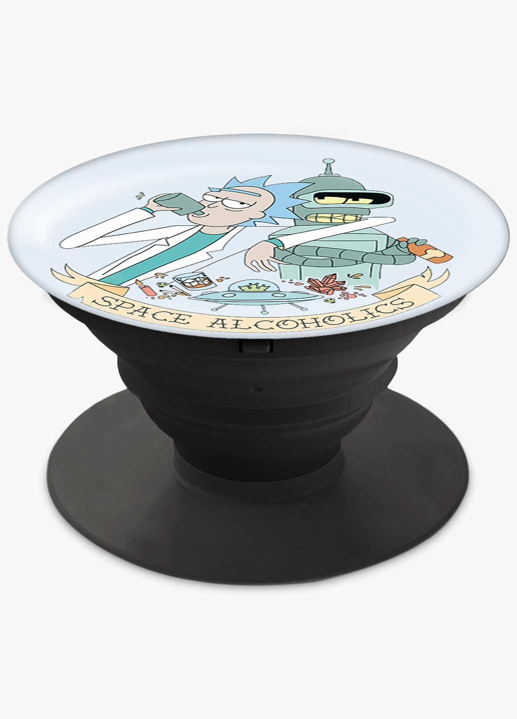 Попсокет (Popsockets) держатель для смартфона Рик и Морти (Rick and Morty) (8754-2081) Черный MobiPrint (216836563)