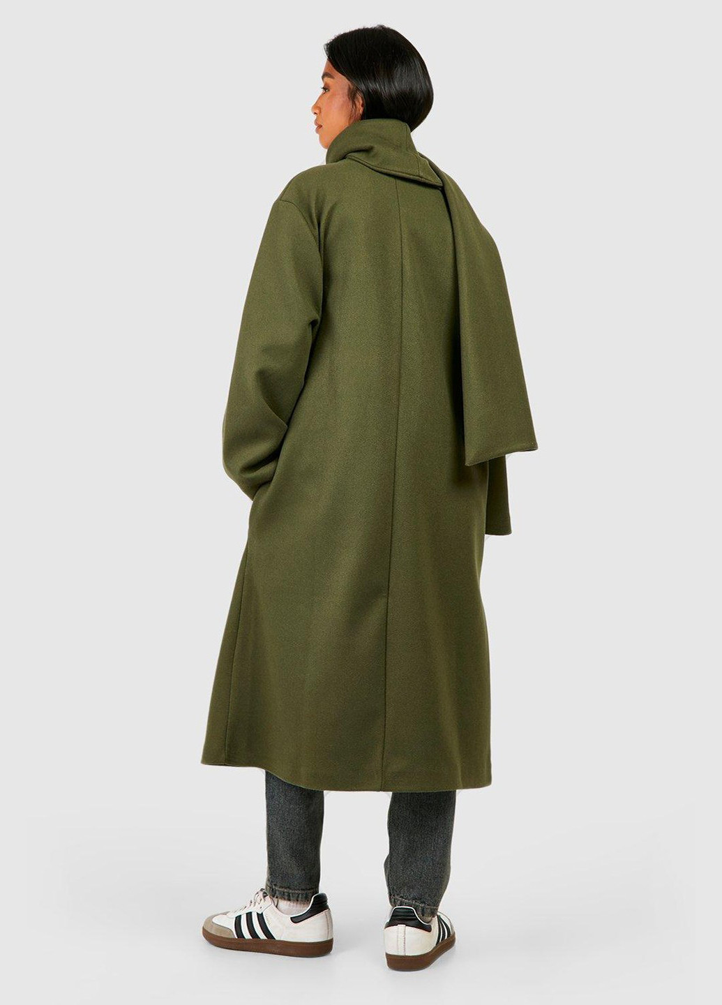 Оливкове (хакі) демісезонне Пальто однобортне Boohoo