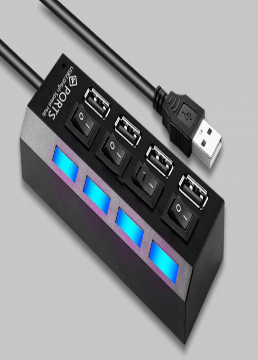 Разветвитель USB HUB на 4 порта высокоскоростной USB хаб зарядка удлинитель (99103446) Черный Francesco Marconi (209509640)