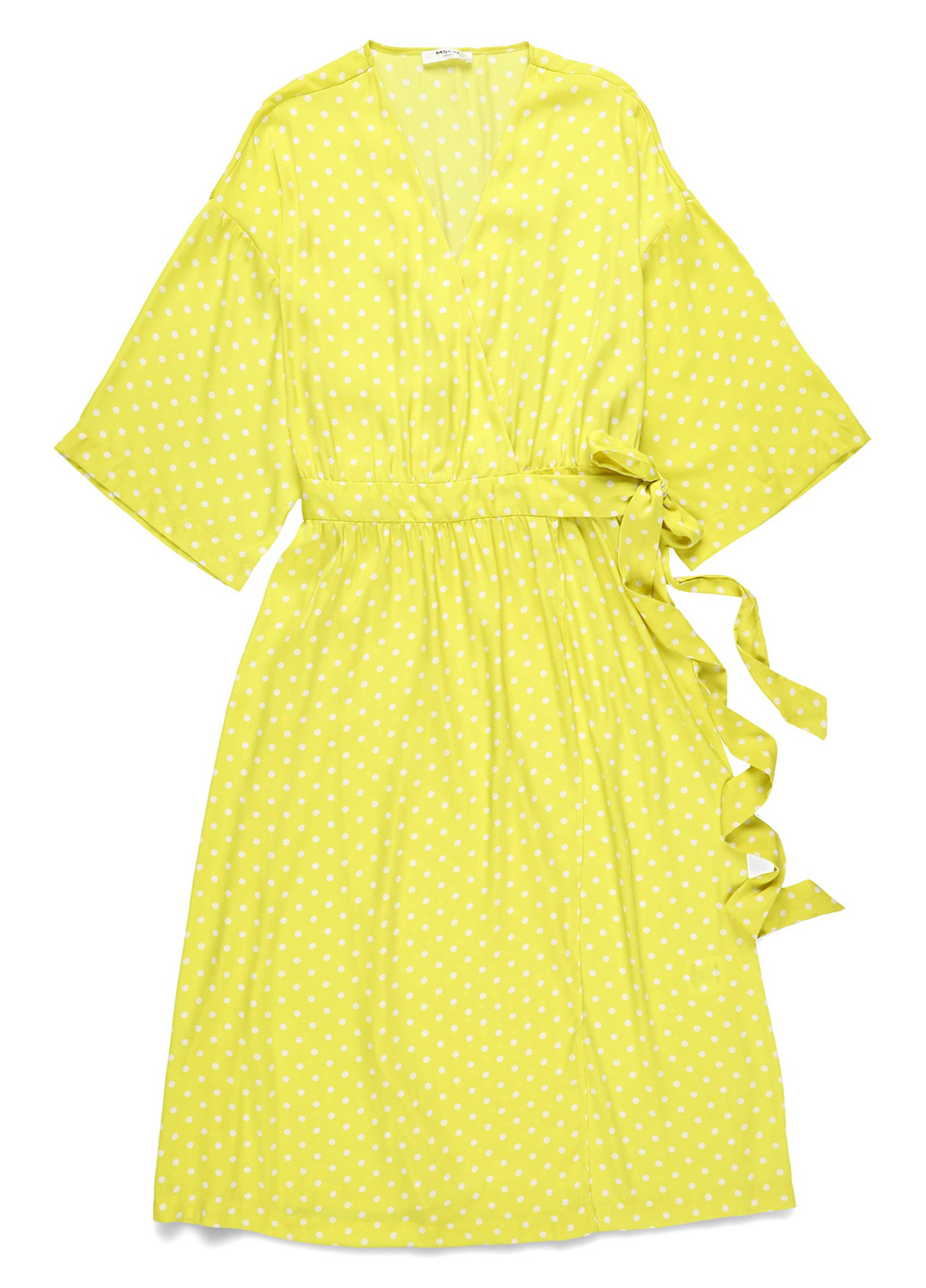 Жовтий кежуал сукня на запах MSCH в горошок