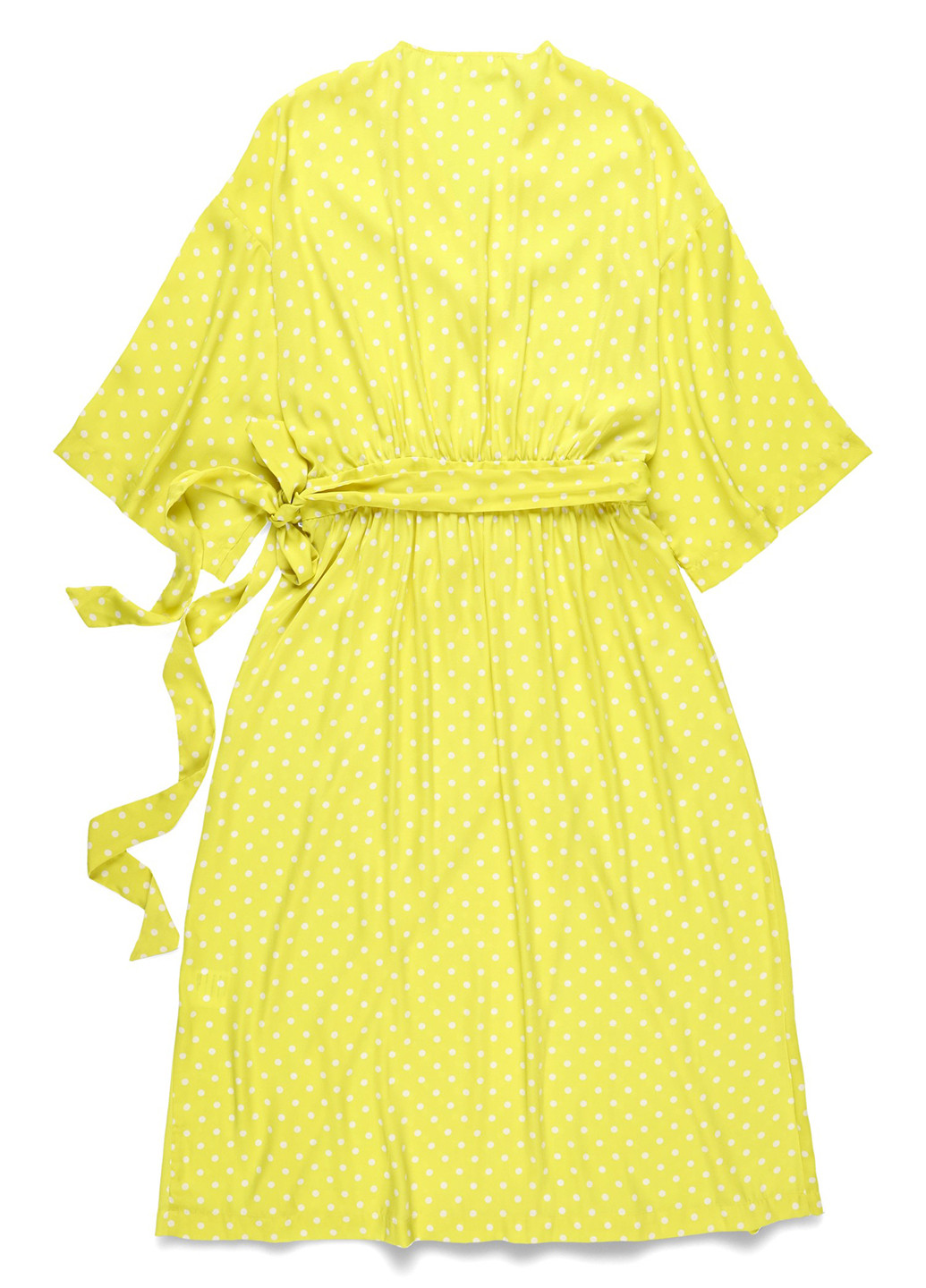 Жовтий кежуал сукня на запах MSCH в горошок