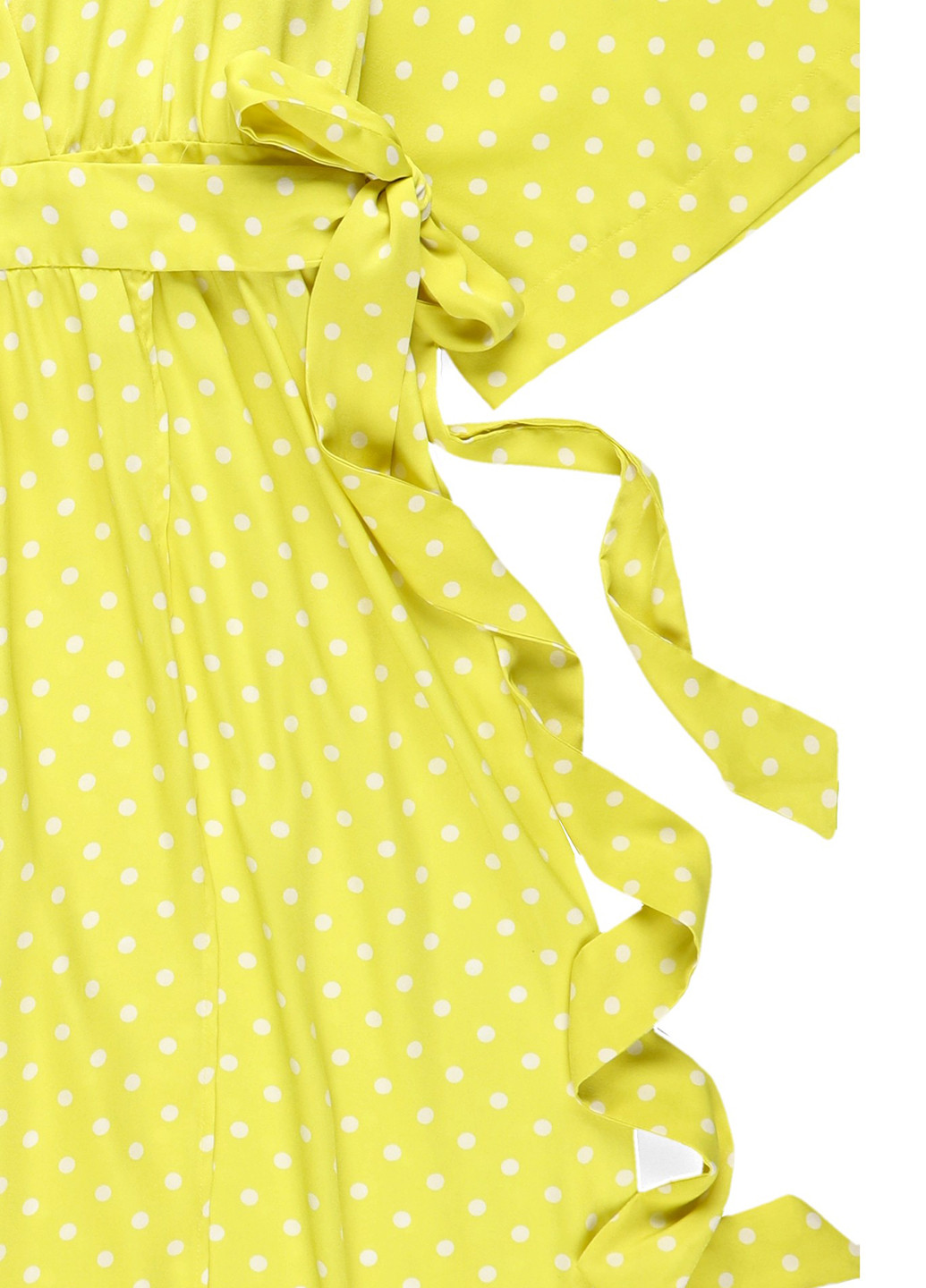 Жовтий кежуал сукня на запах MSCH в горошок