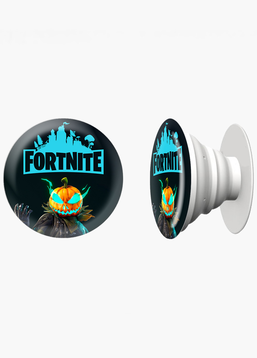 Попсокет (Popsockets) тримач для смартфону Фортнайт скін Палаючий Джек (Fortnite skin Hollowhead) (8754-2695) Чорний MobiPrint (221548610)