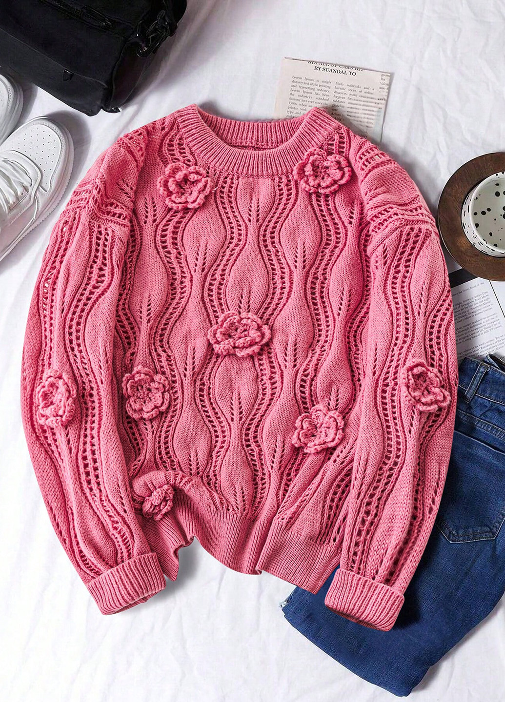 Фуксиновий (колору Фукія) демісезонний джемпер джемпер SHEIN