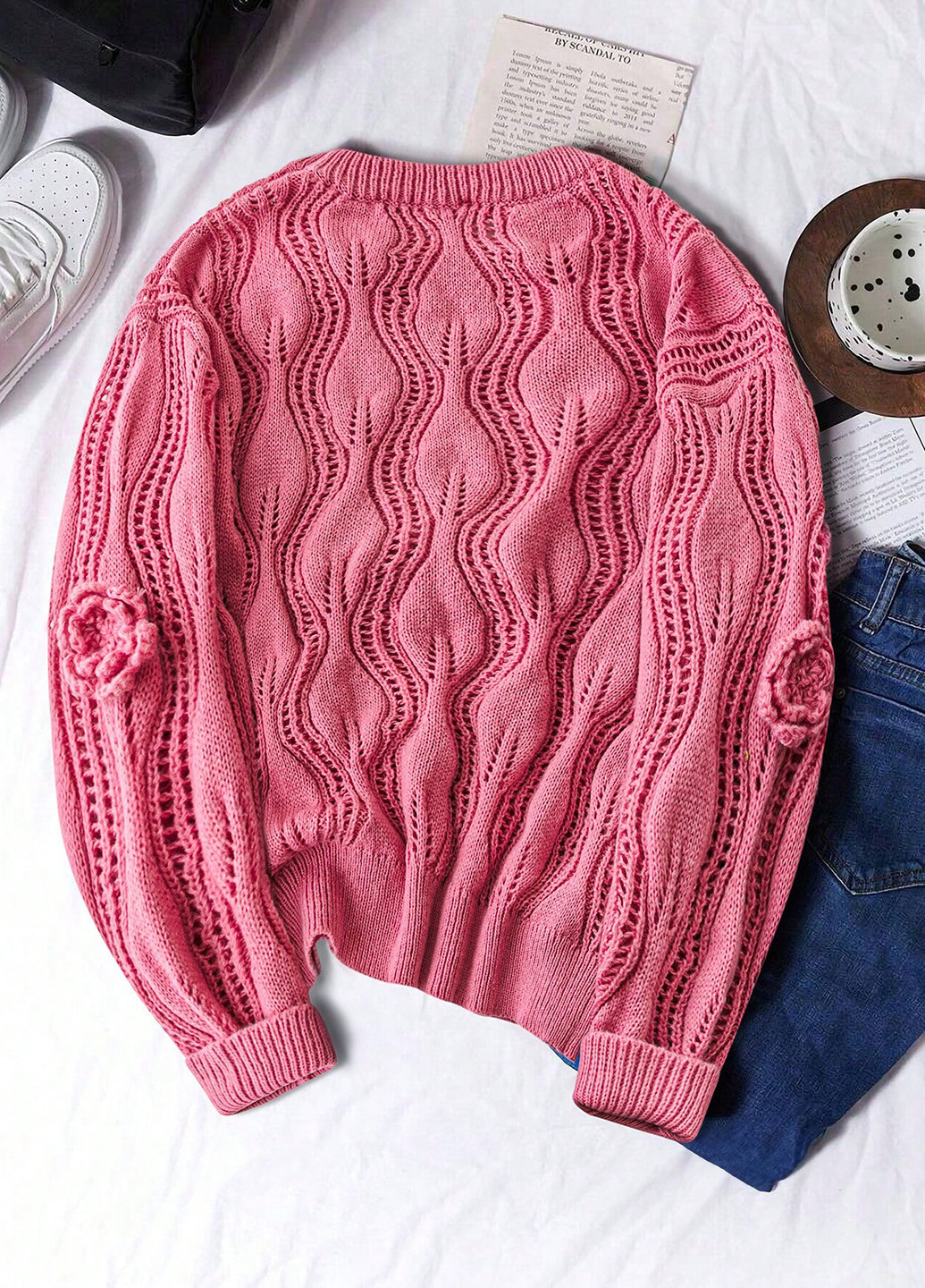 Фуксиновий (колору Фукія) демісезонний джемпер джемпер SHEIN