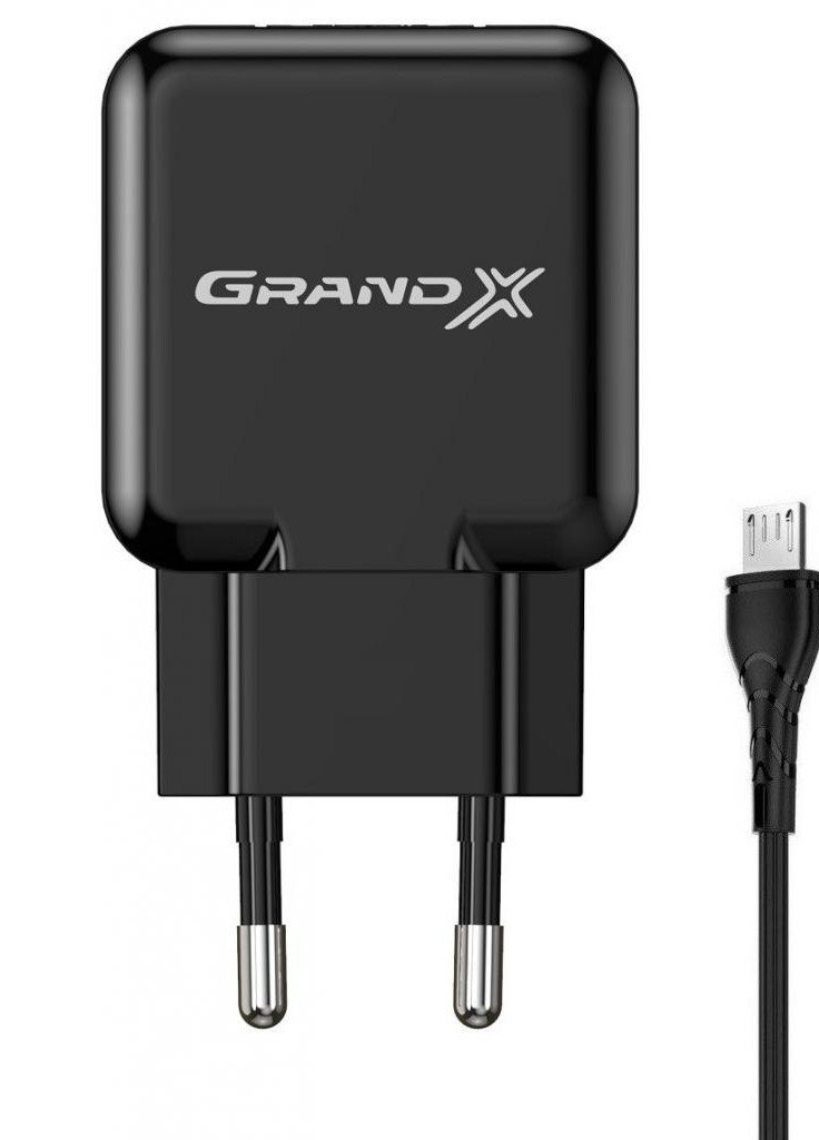 Зарядное устройство (CH-03UMB) Grand-X CH-03UMB (5V/2,1A + DC cable Micro USB) Black (253507291)