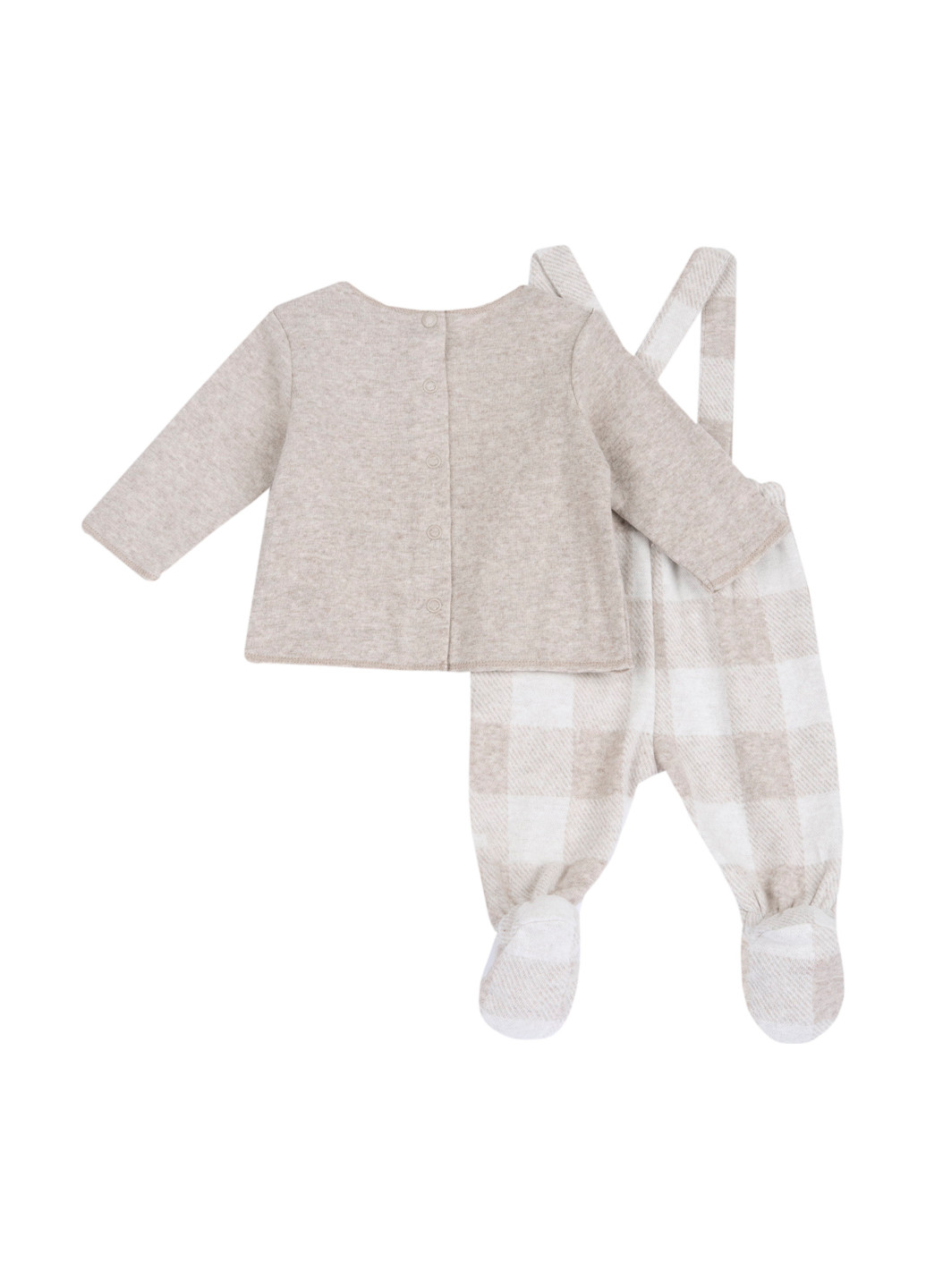 Серо-бежевый демисезонный комплект (лонгслив, ползунки) Chicco