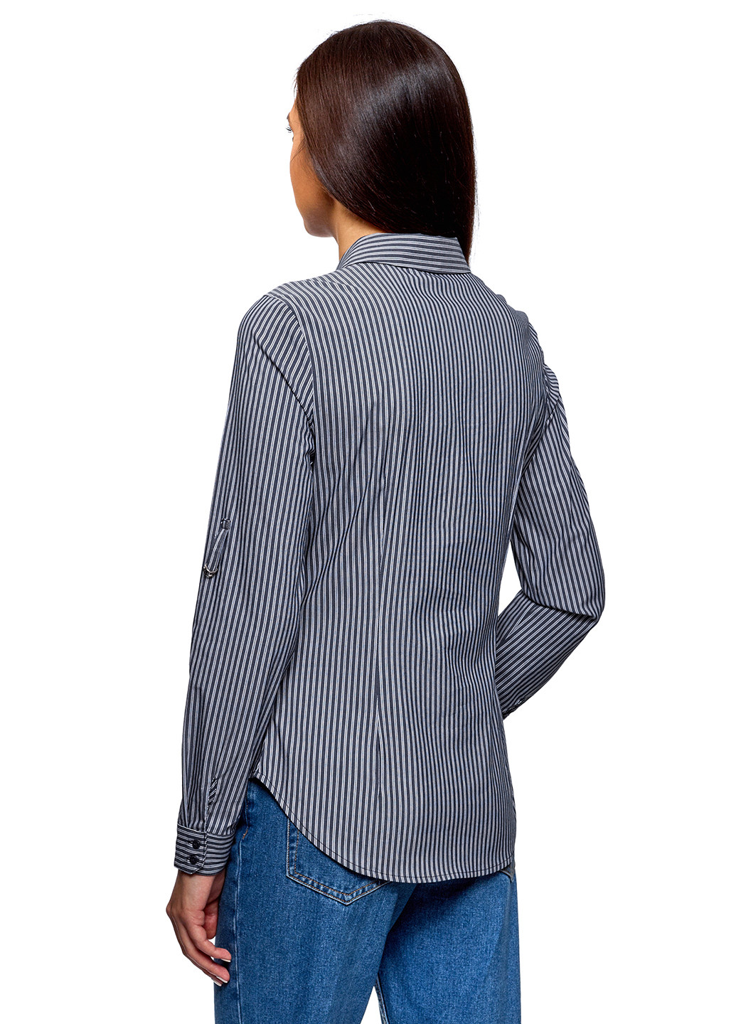 Темно-синяя кэжуал рубашка в полоску Oodji