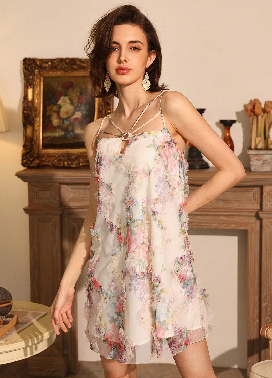 Комбинированное коктейльное, кэжуал платье а-силуэт SHEIN с цветочным принтом