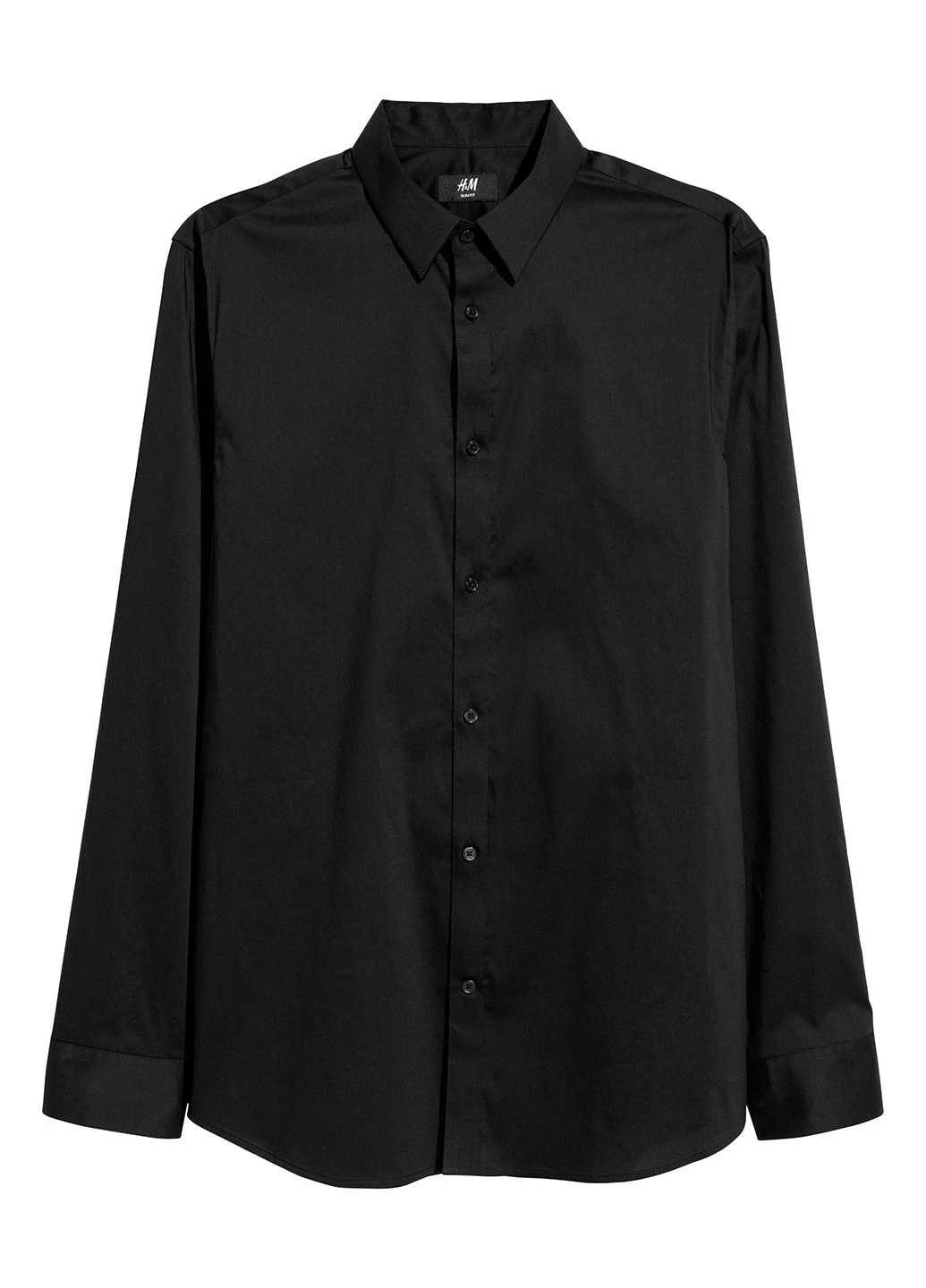 Черная рубашка однотонная H&M