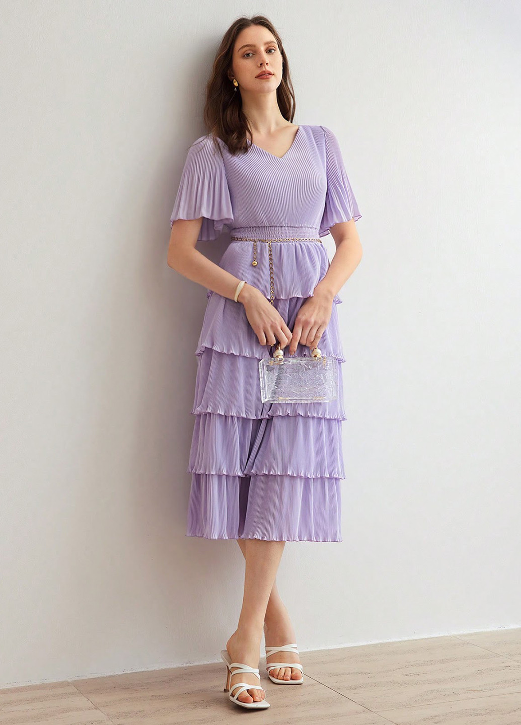 Бузкова кежуал сукня а-силует SHEIN однотонна