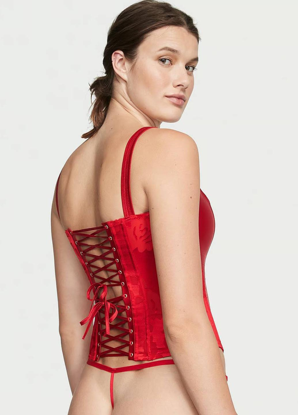 Червоний демісезонний комплект (корсет, труси) Victoria's Secret