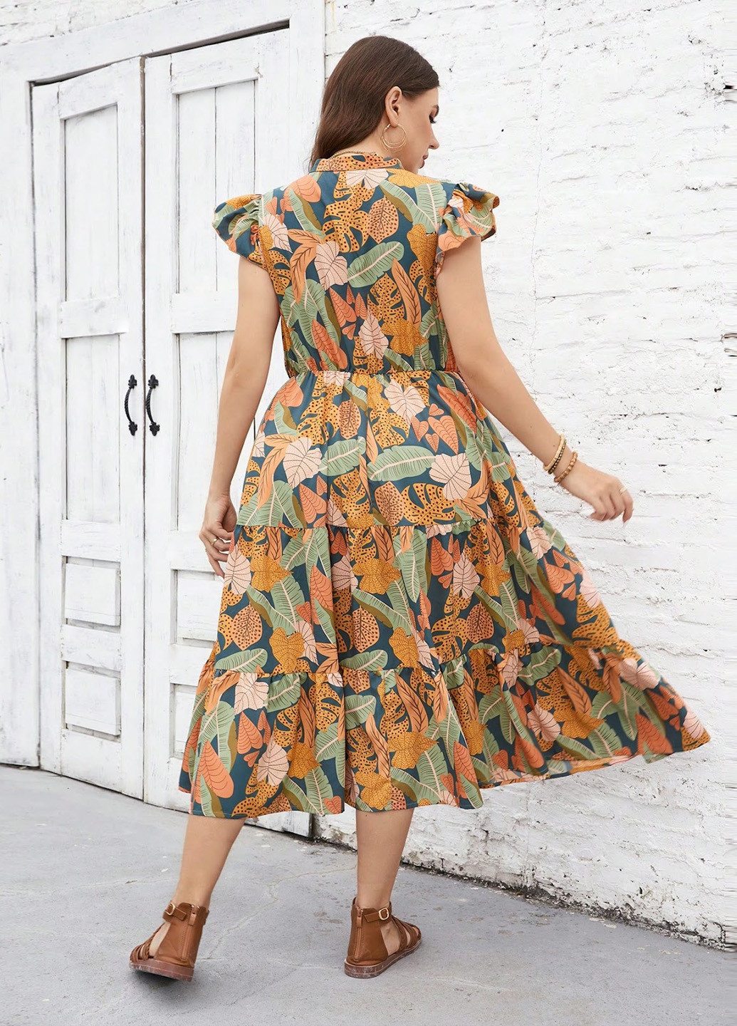 Комбинированное кэжуал платье клеш SHEIN с рисунком