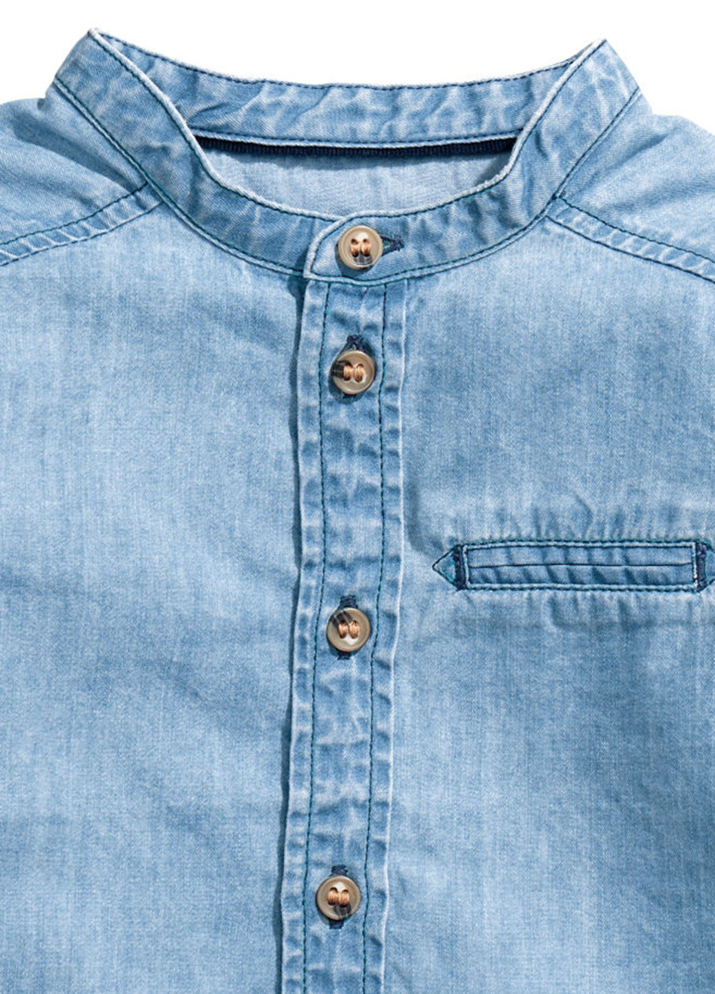 Сорочка H&M з довгим рукавом однотонна синя джинсова