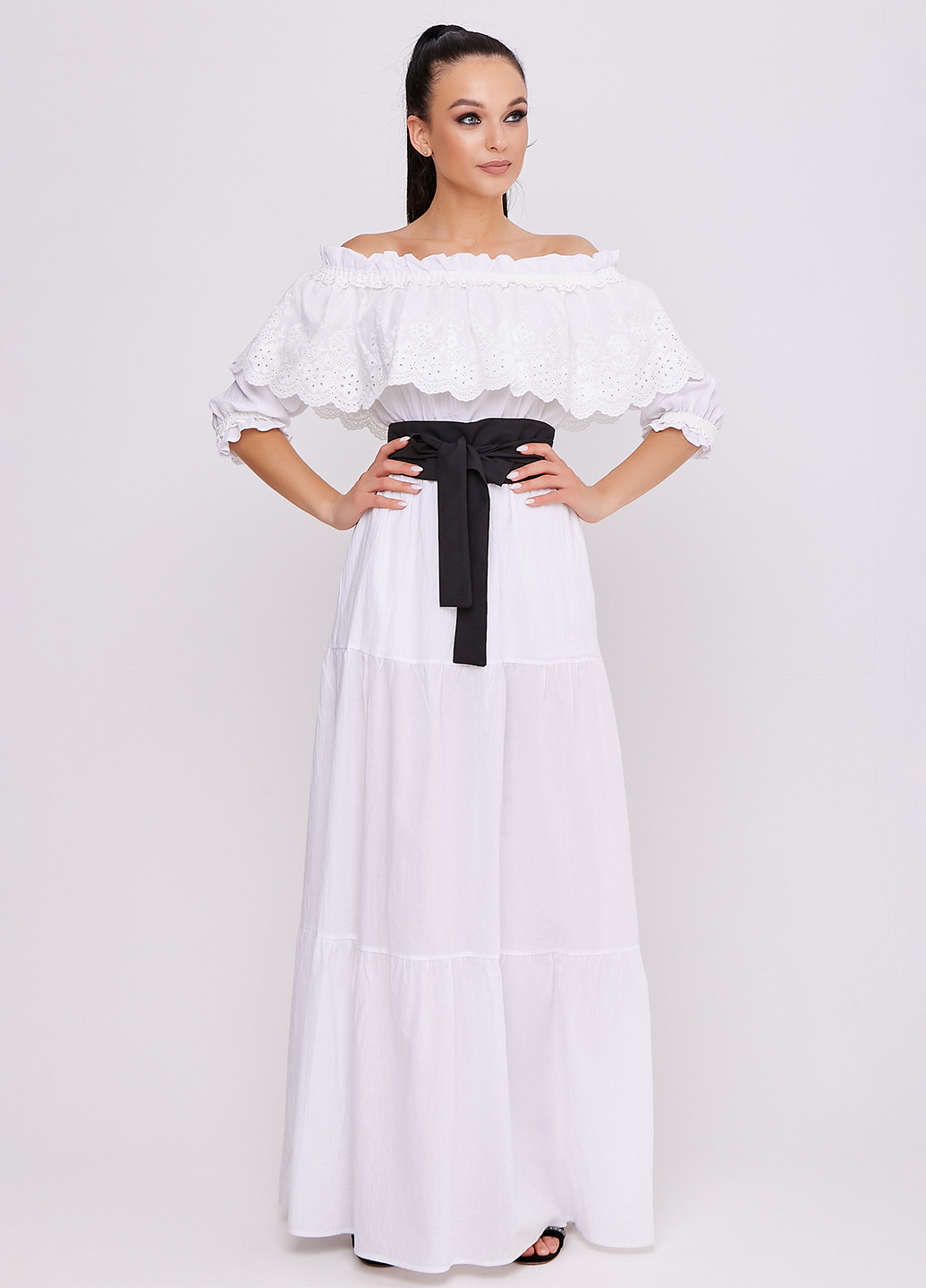 Білий кежуал сукня з відкритими плечима ST-Seventeen однотонна