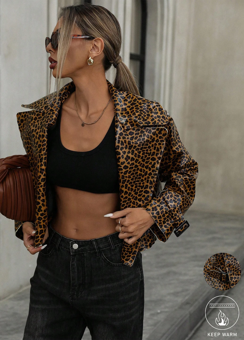 Коричнева демісезонна куртка косуха SHEIN