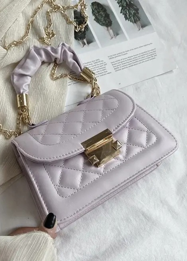 Женская классическая сумочка с ручкой кросс-боди через плечо на цепочке фиолетовая лиловая No Brand (253082227)