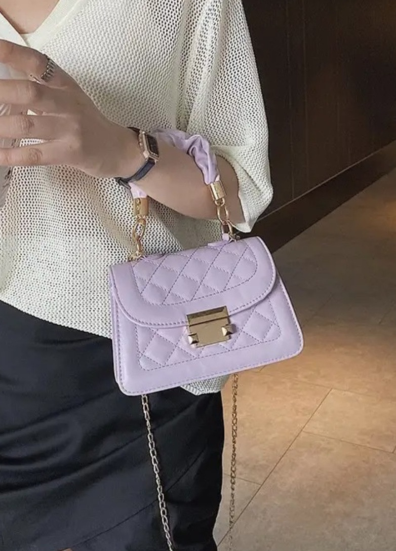 Женская классическая сумочка с ручкой кросс-боди через плечо на цепочке фиолетовая лиловая No Brand (253082227)