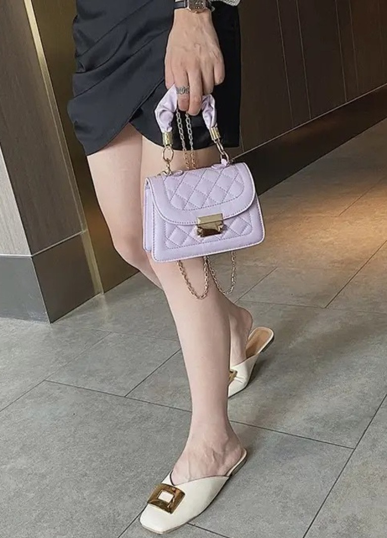 Женская классическая сумочка с ручкой кросс-боди через плечо на цепочке фиолетовая лиловая No Brand (253082227)