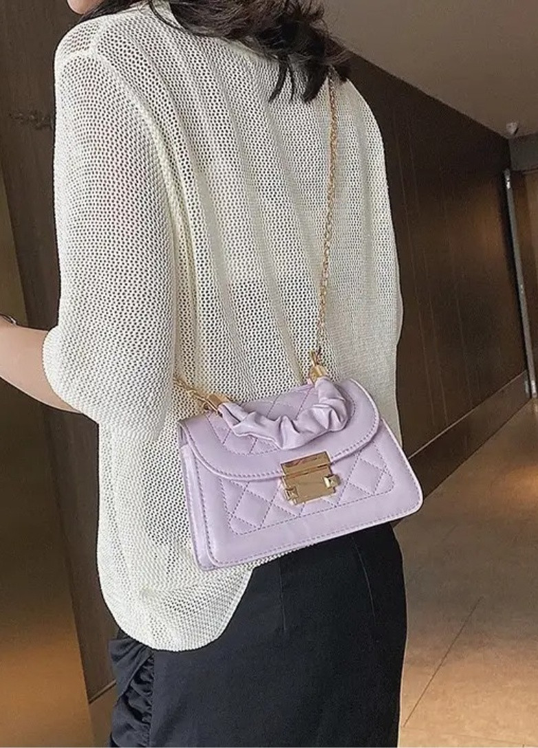 Женская классическая сумочка с ручкой кросс-боди через плечо на цепочке фиолетовая лиловая No Brand (253082227)