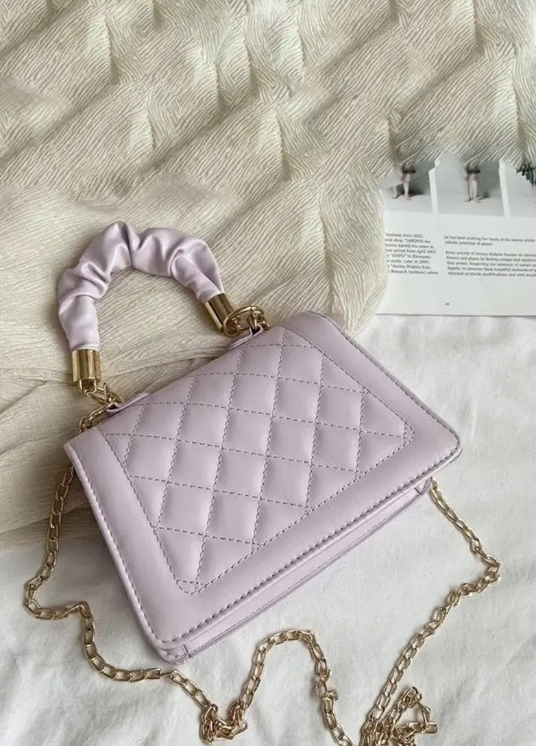 Женская классическая сумочка с ручкой кросс-боди через плечо на цепочке фиолетовая лиловая No Brand (253082227)
