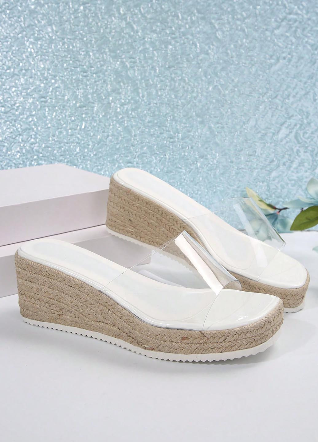 Белые шлепанцы SHEIN на плетеной подошве, прозрачные