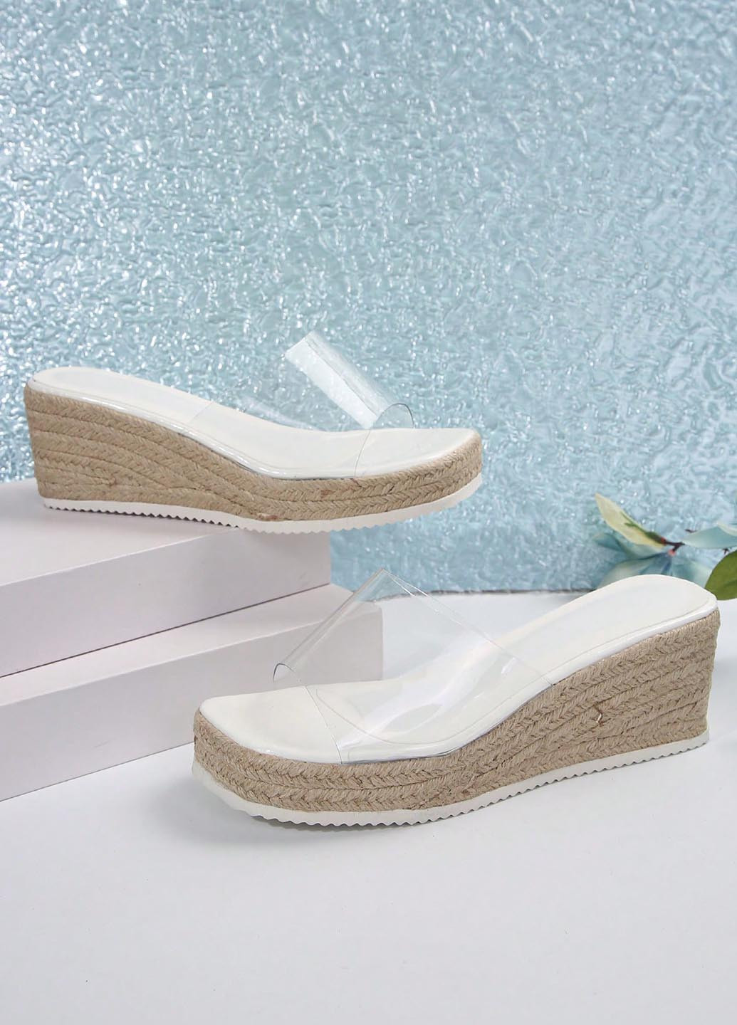 Белые шлепанцы SHEIN на плетеной подошве, прозрачные