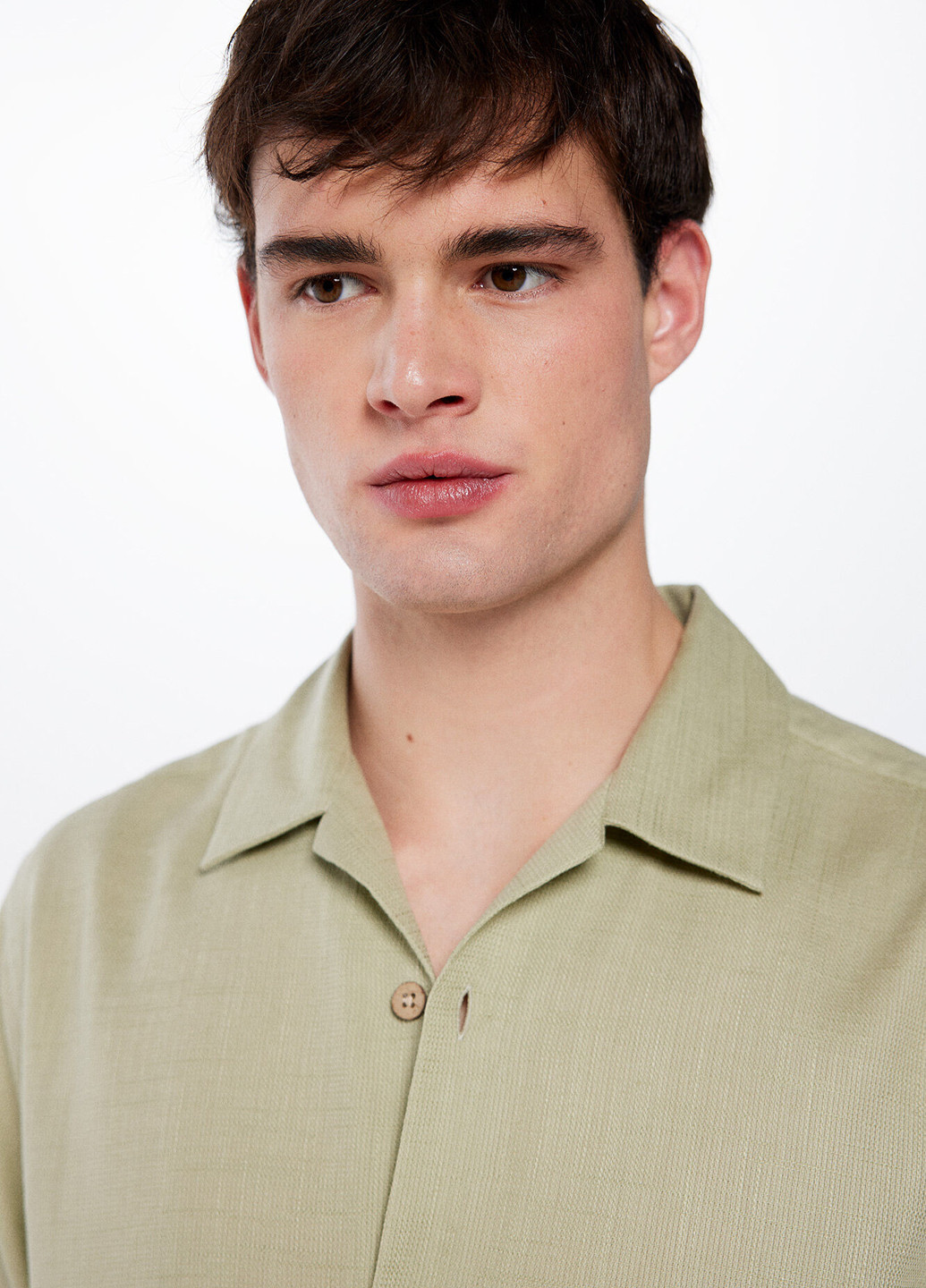 Светло-зеленая кэжуал рубашка однотонная Springfield