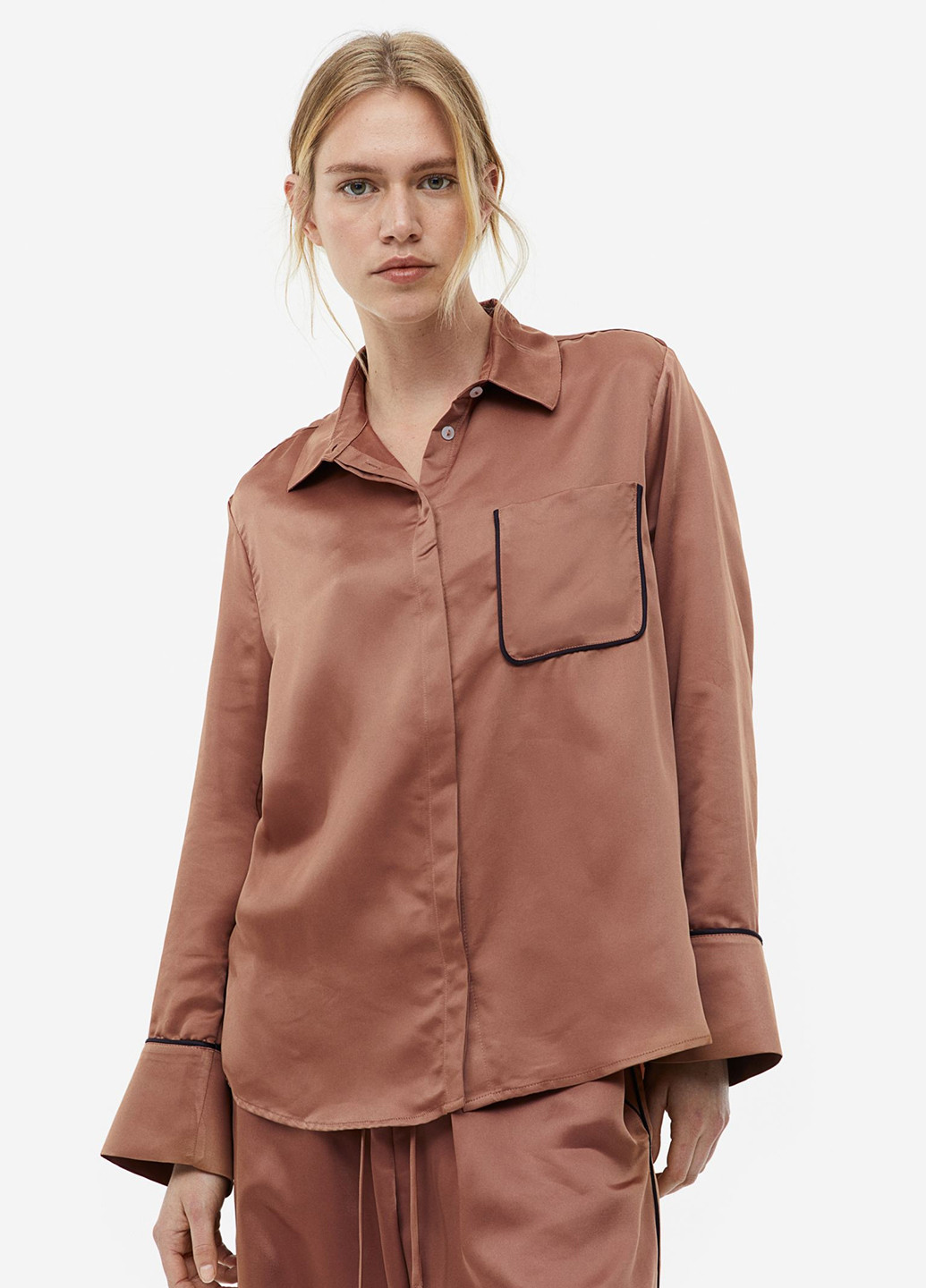 Персиковая домашний рубашка однотонная H&M