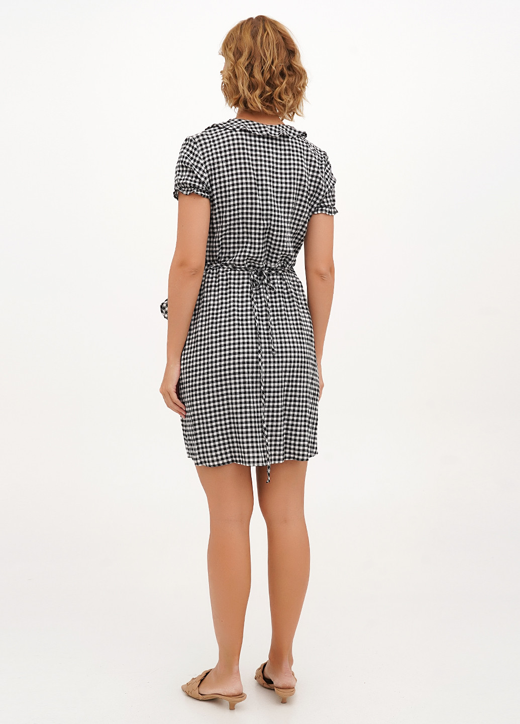 Чорно-білий кежуал сукня на запах Imperial в клітинку