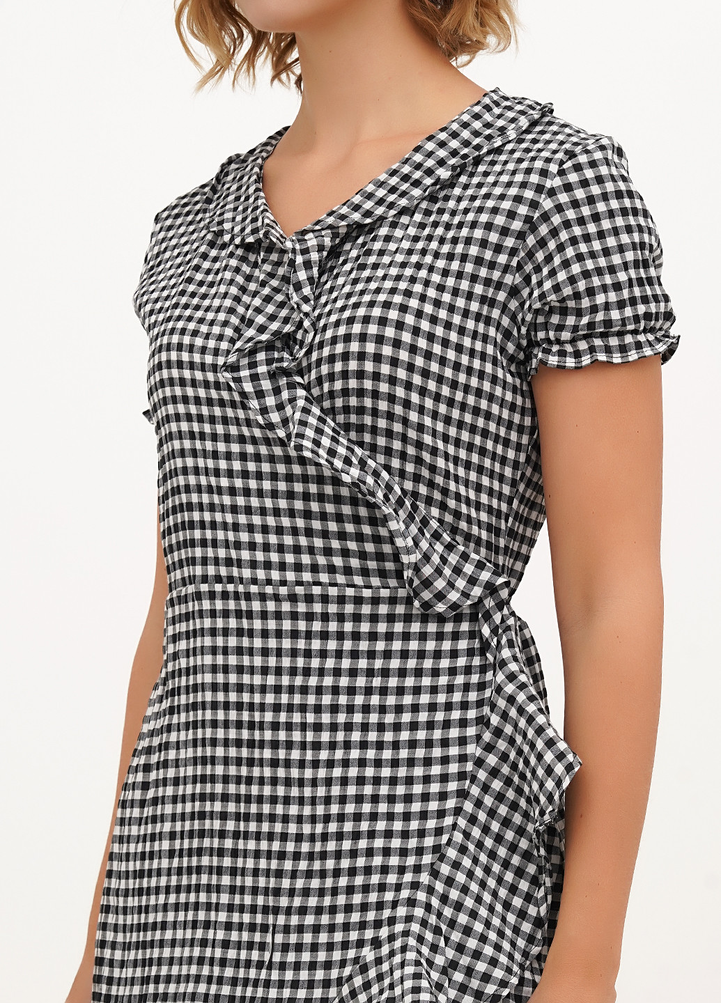 Чорно-білий кежуал сукня на запах Imperial в клітинку