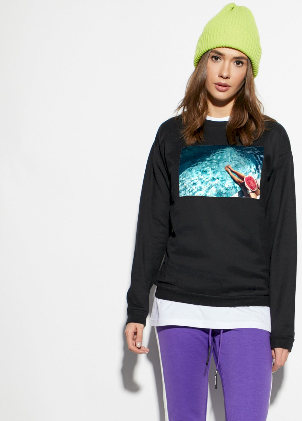 Чорний світшот basic YAPPI (201488055)