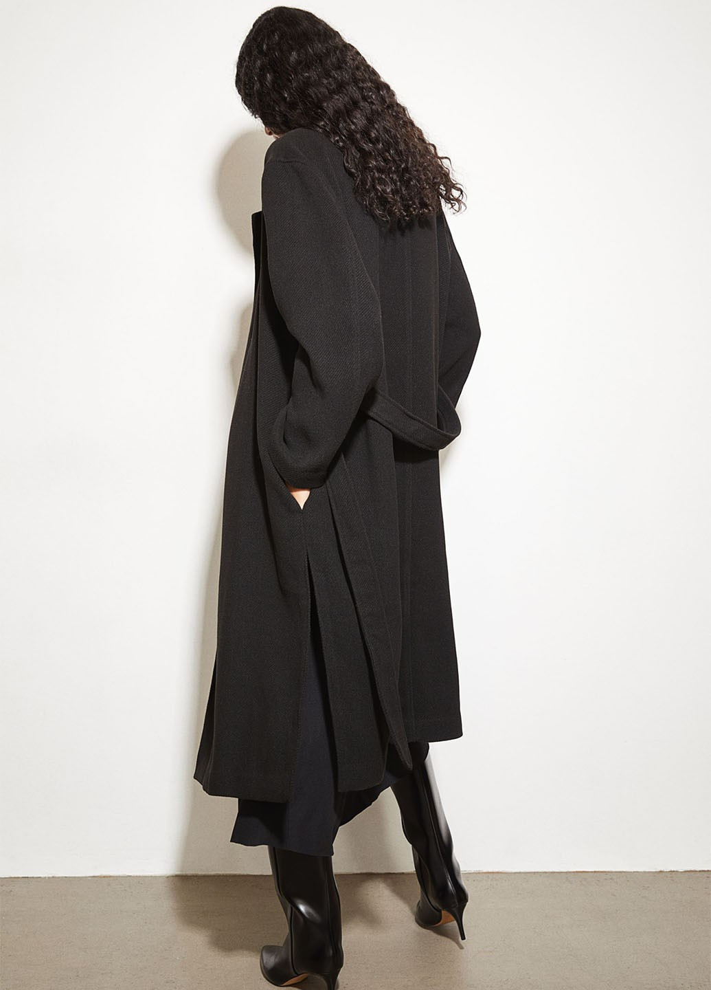 Черное демисезонное Пальто однобортное H&M