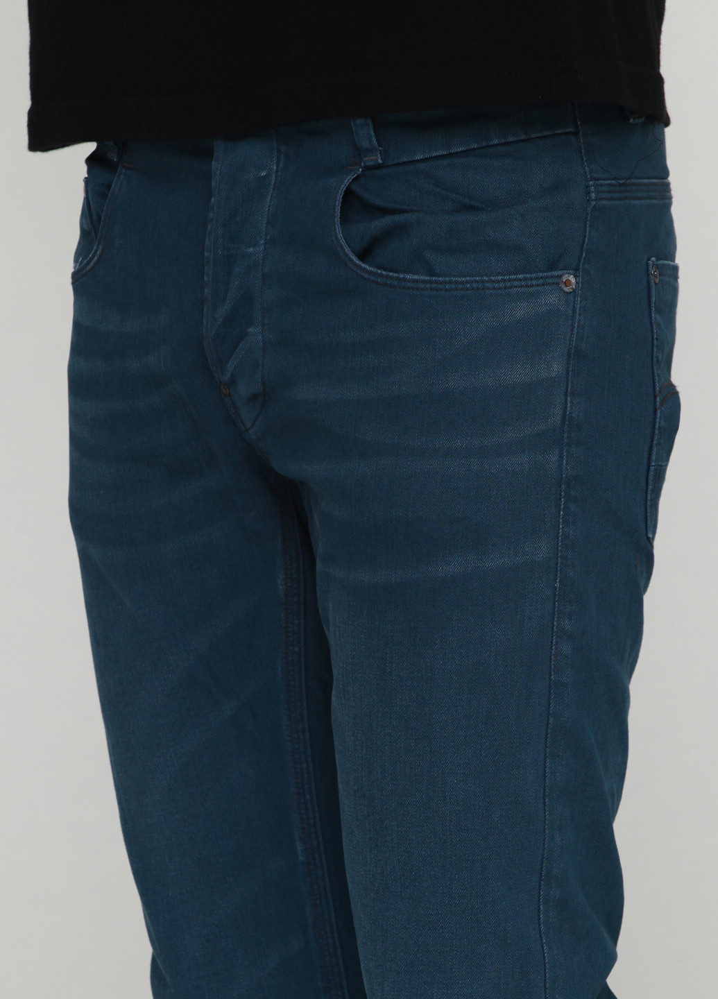Джинси G-Star Raw середня талія однотонні темно-сині джинсові