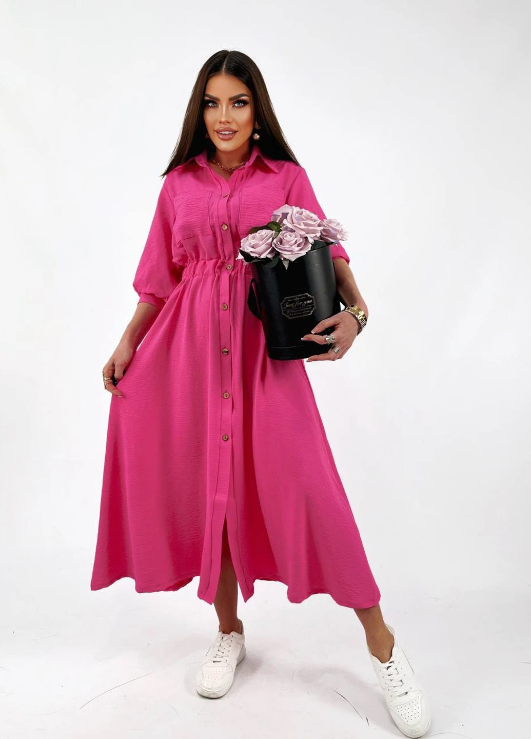 Рожева кежуал сукня сукня-сорочка Fashion однотонна