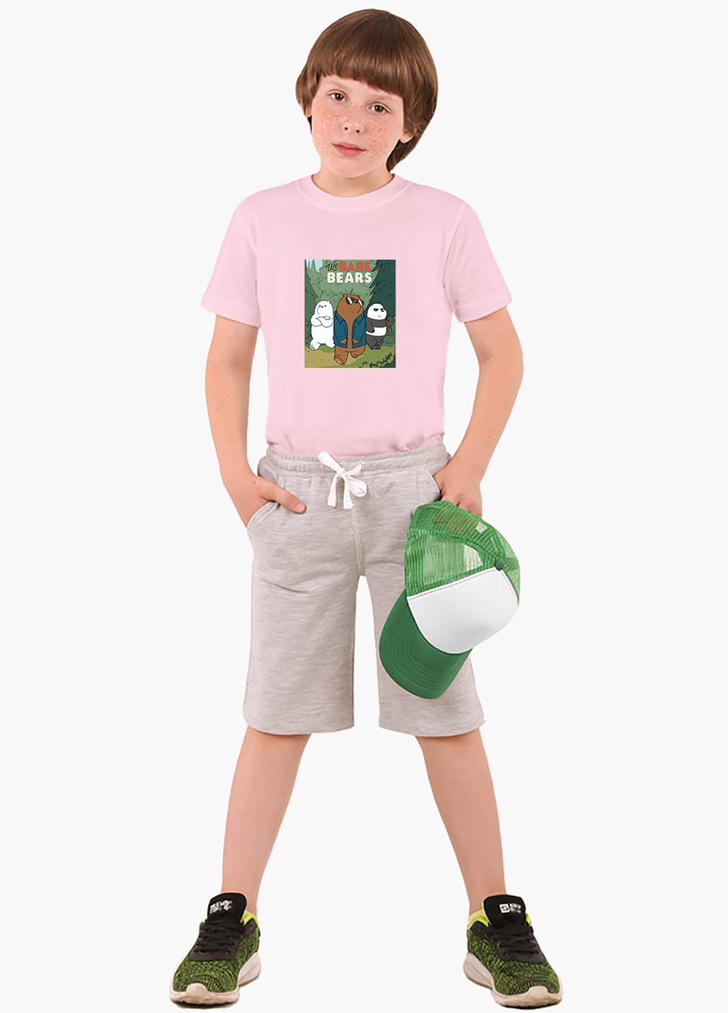 Розовая демисезонная футболка детская вся правда о медведях (we bare bears)(9224-2664) MobiPrint