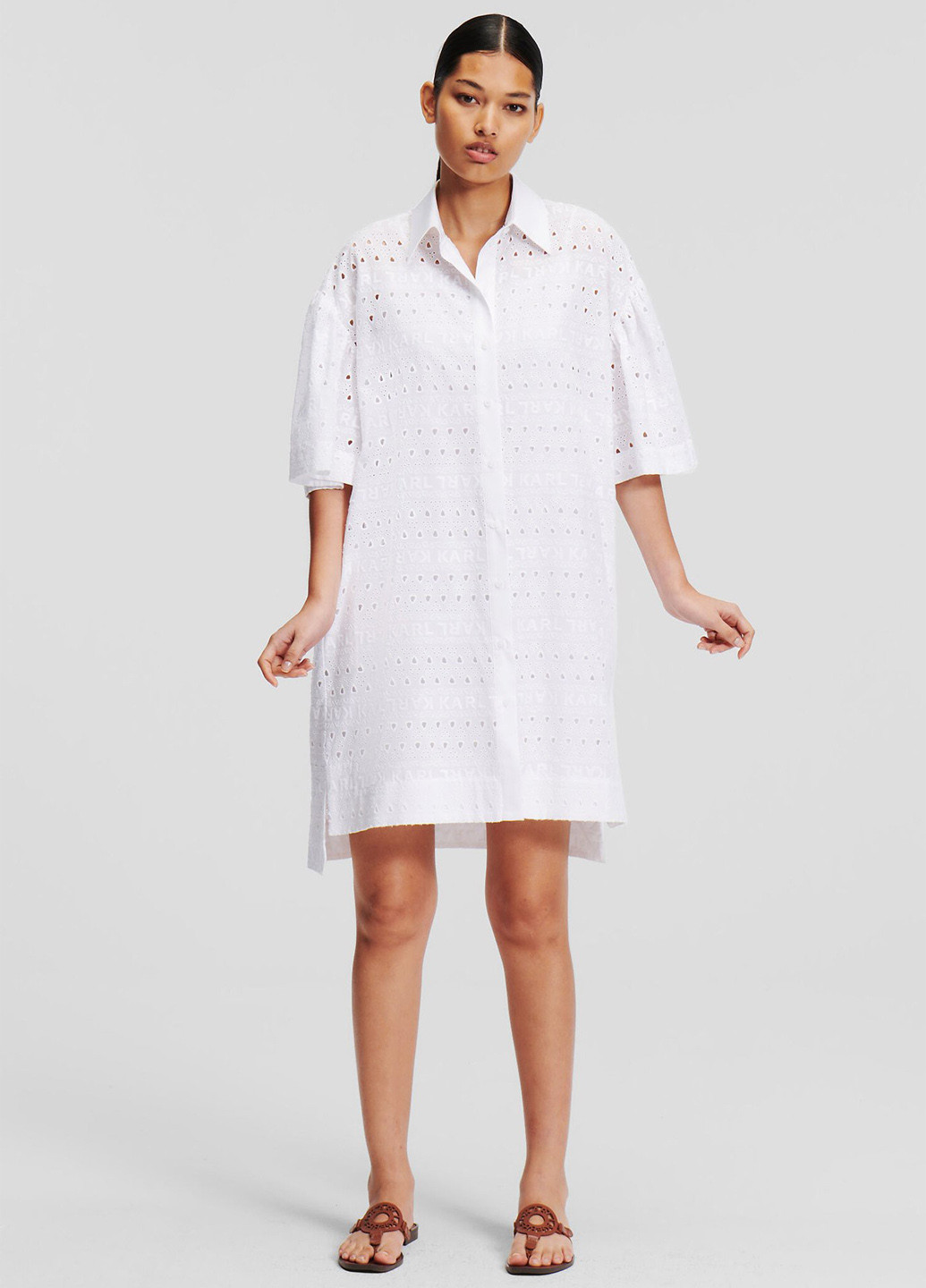 Белое кэжуал платье а-силуэт Karl Lagerfeld однотонное