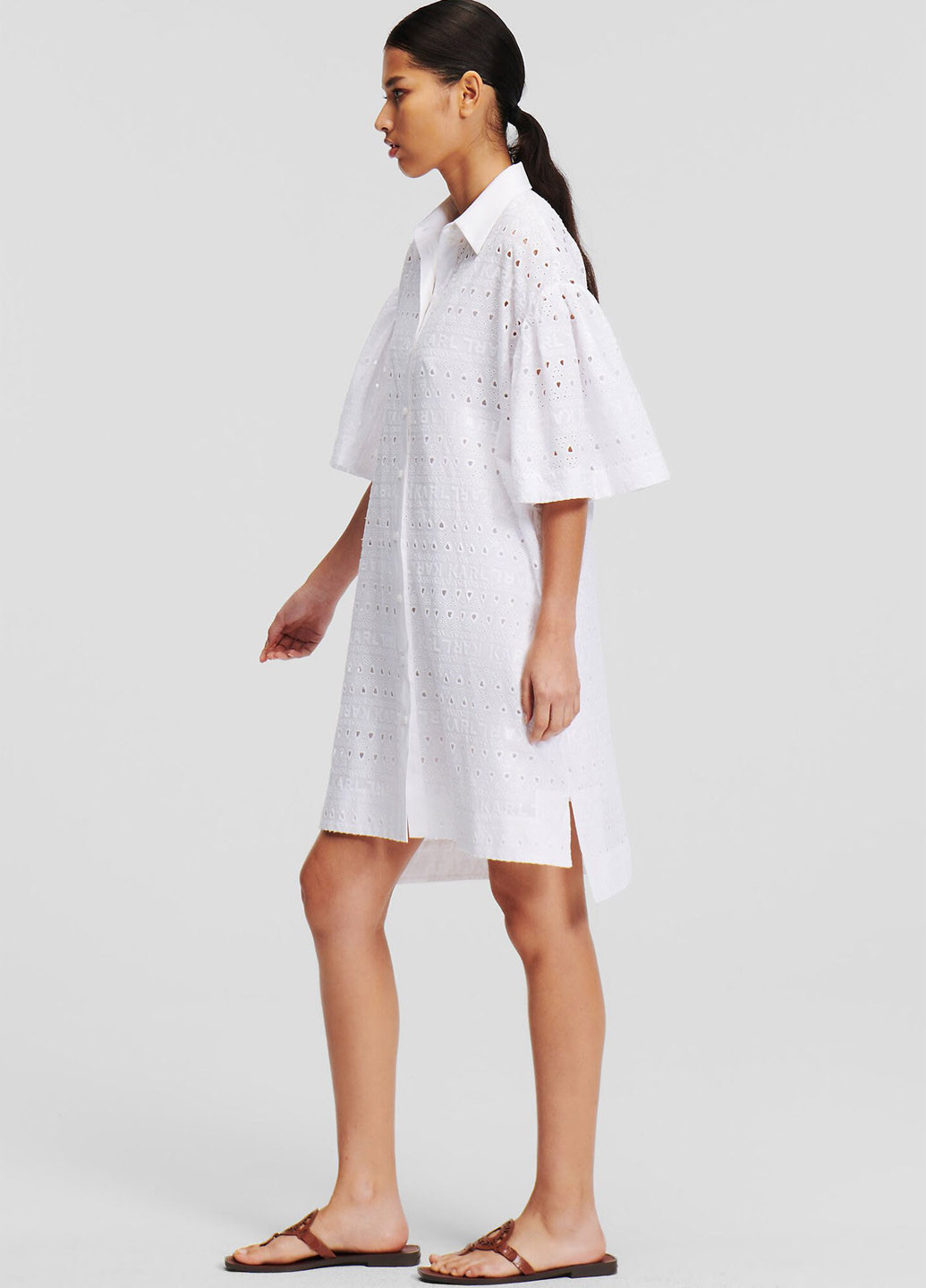 Белое кэжуал платье а-силуэт Karl Lagerfeld однотонное