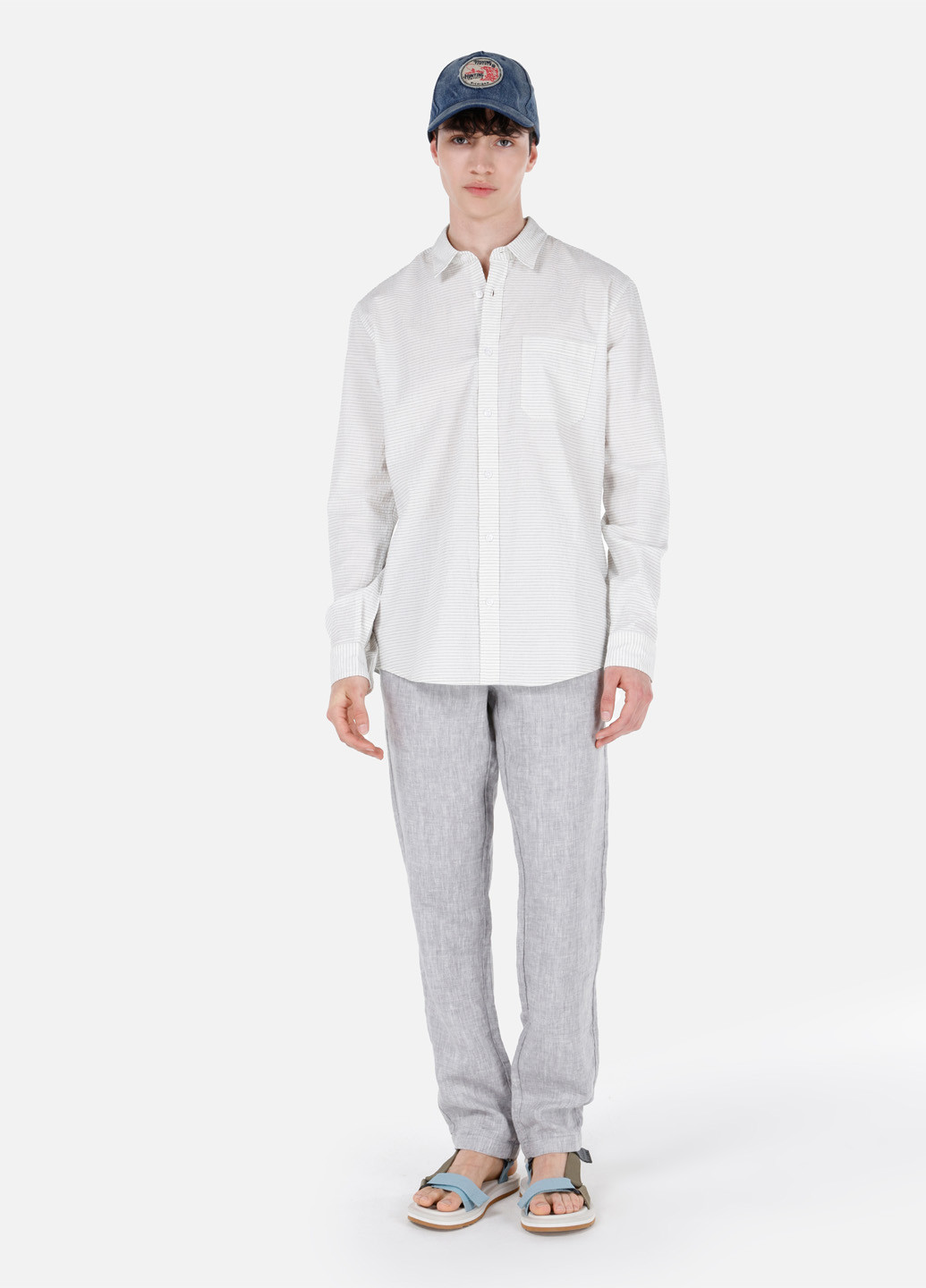 Светло-серые кэжуал летние прямые брюки Colin's