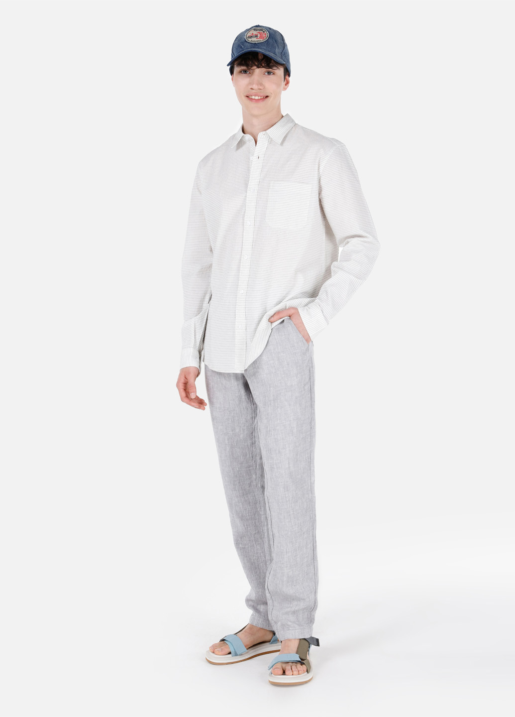 Светло-серые кэжуал летние прямые брюки Colin's