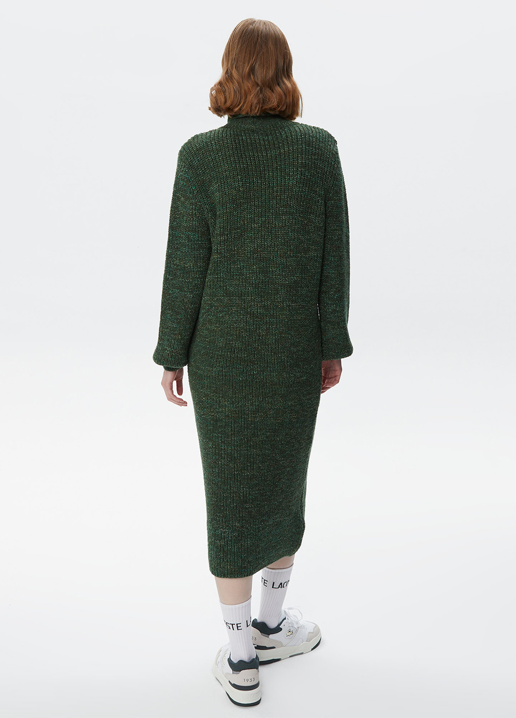 Зеленое кэжуал платье платье-свитер Lacoste меланжевое