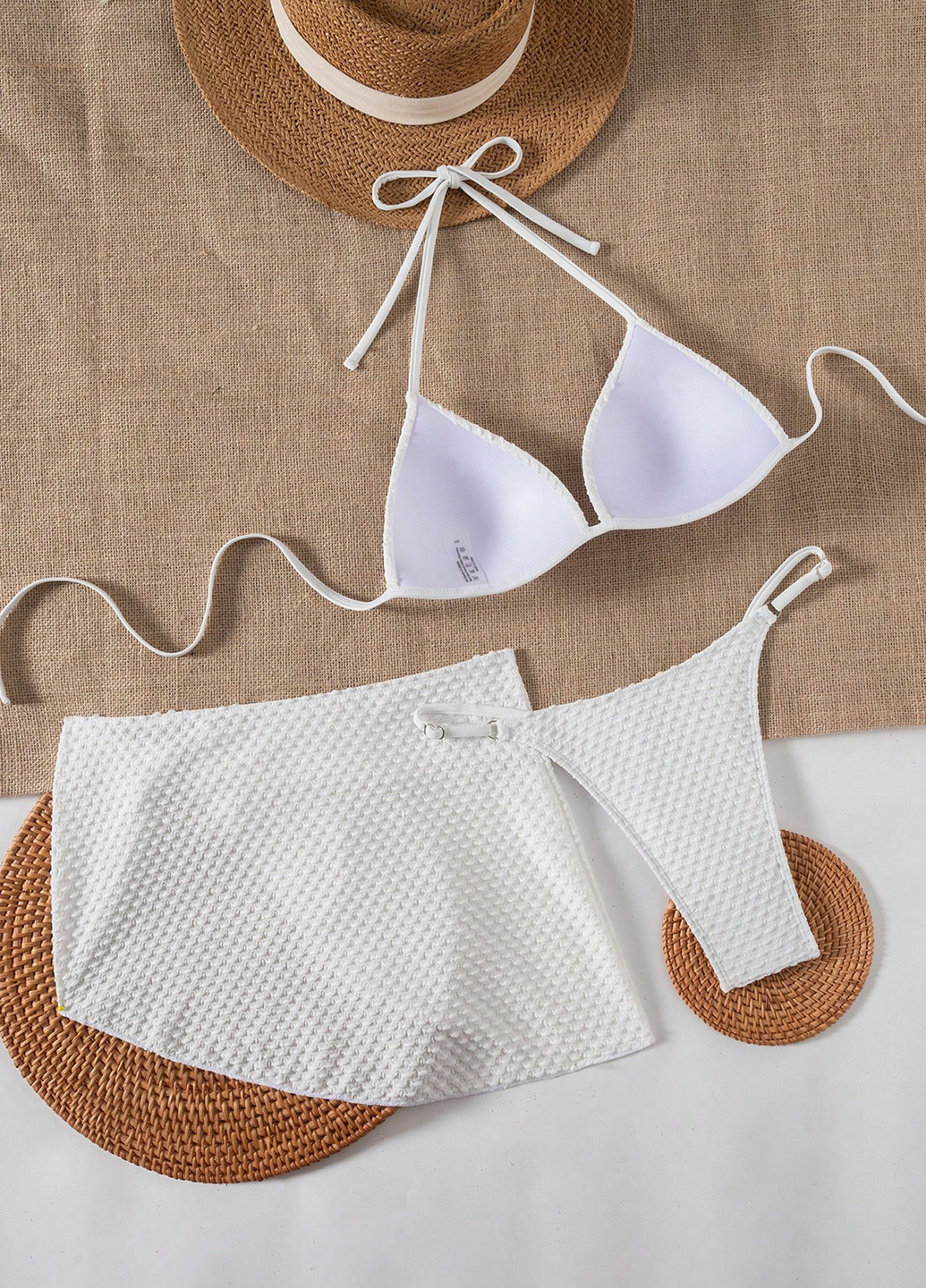 Белый летний комплект (лиф, трусики, юбка) раздельный, халтер SHEIN