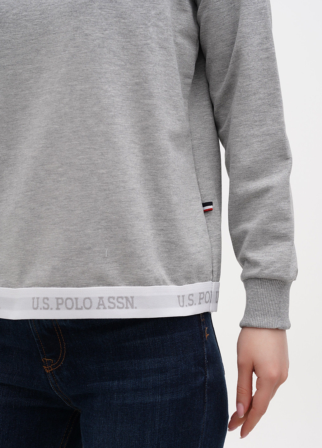 Свитшот U.S. Polo Assn женский U.S. Polo Assn. - крой меланж серый - (292505785)