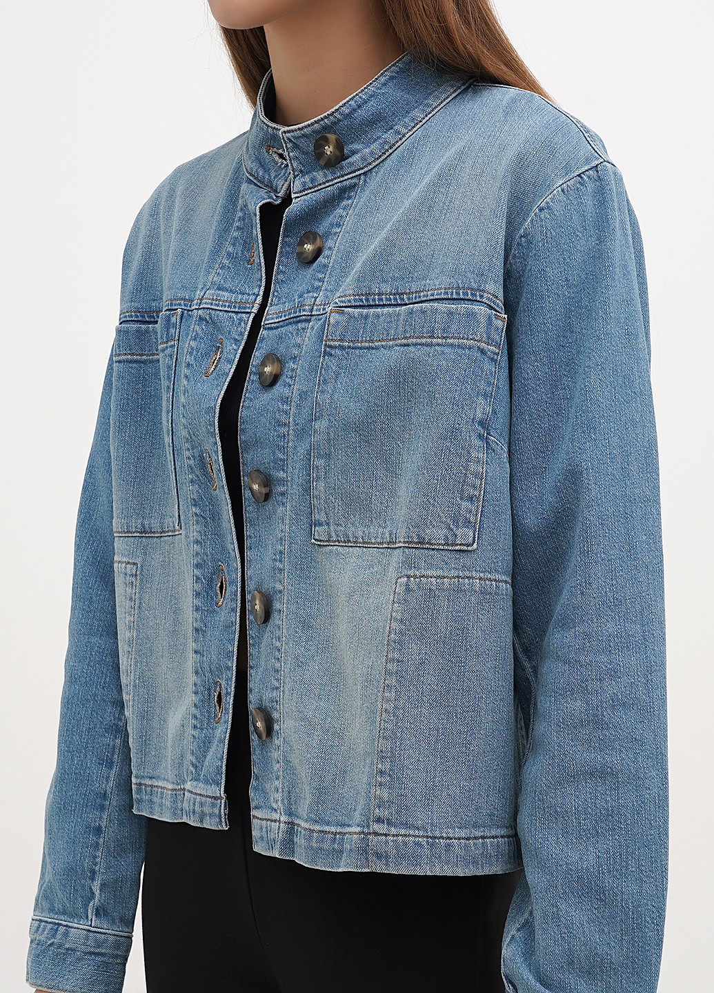 Темно-голубой женский куртка No Brand однотонный - демисезонный