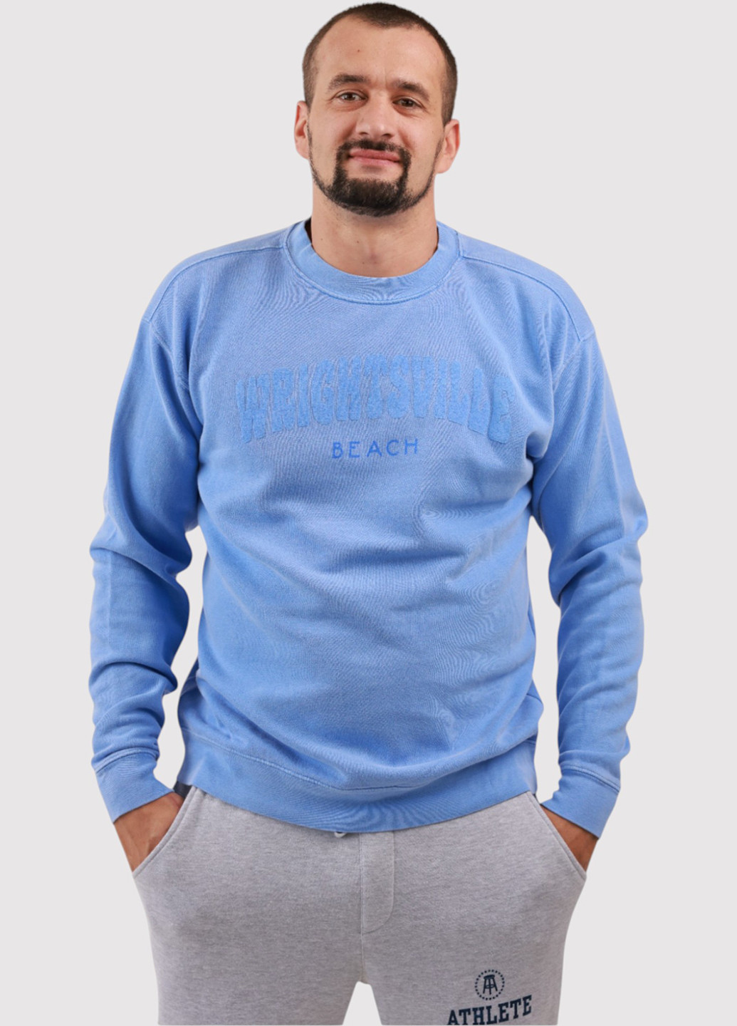 Блакитний світшот Blue 84 напис без декору (361422128)