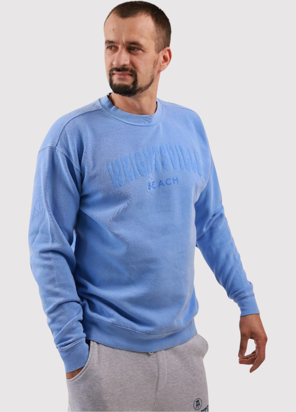 Блакитний світшот Blue 84 напис без декору (361422128)