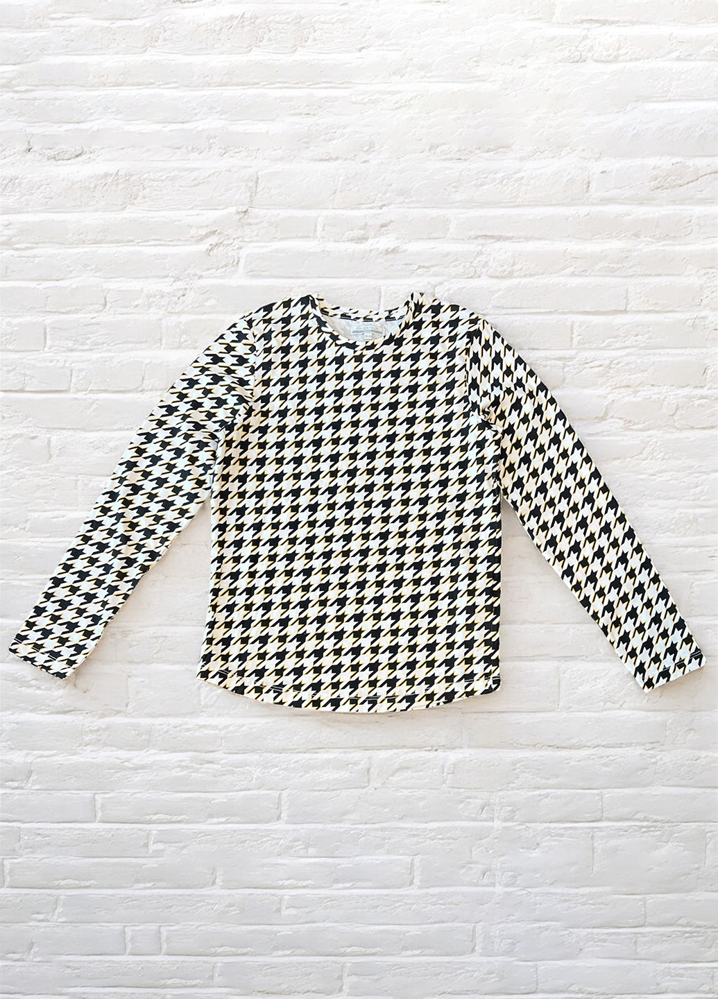 Черно-белый демисезонный кэжуал лонгслив Piazza Italia с узором "гусиная лапка"